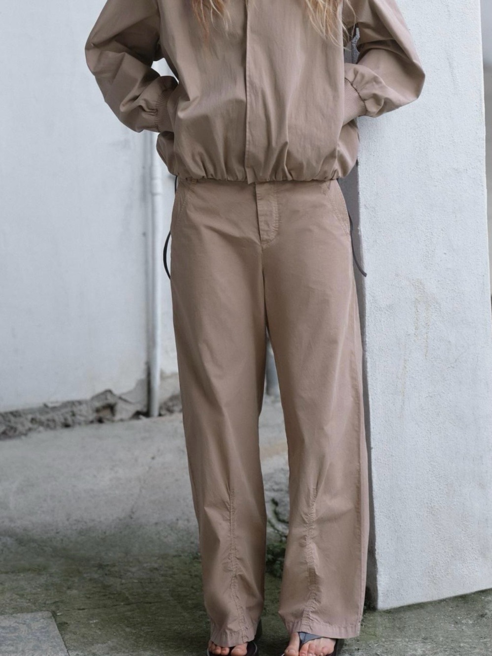 Zara Gathered straight Leg Pants in Dusty Pink